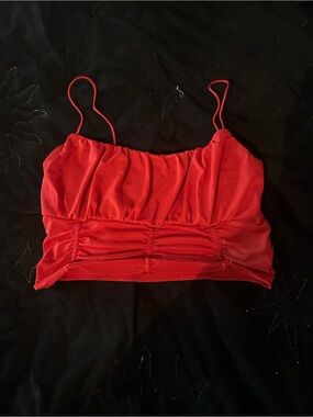 Garage Red Mesh Crop Top